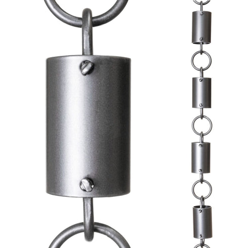 Aluminum Cylinder Rain Chain Replacement Downspout for Gutters, Pewter